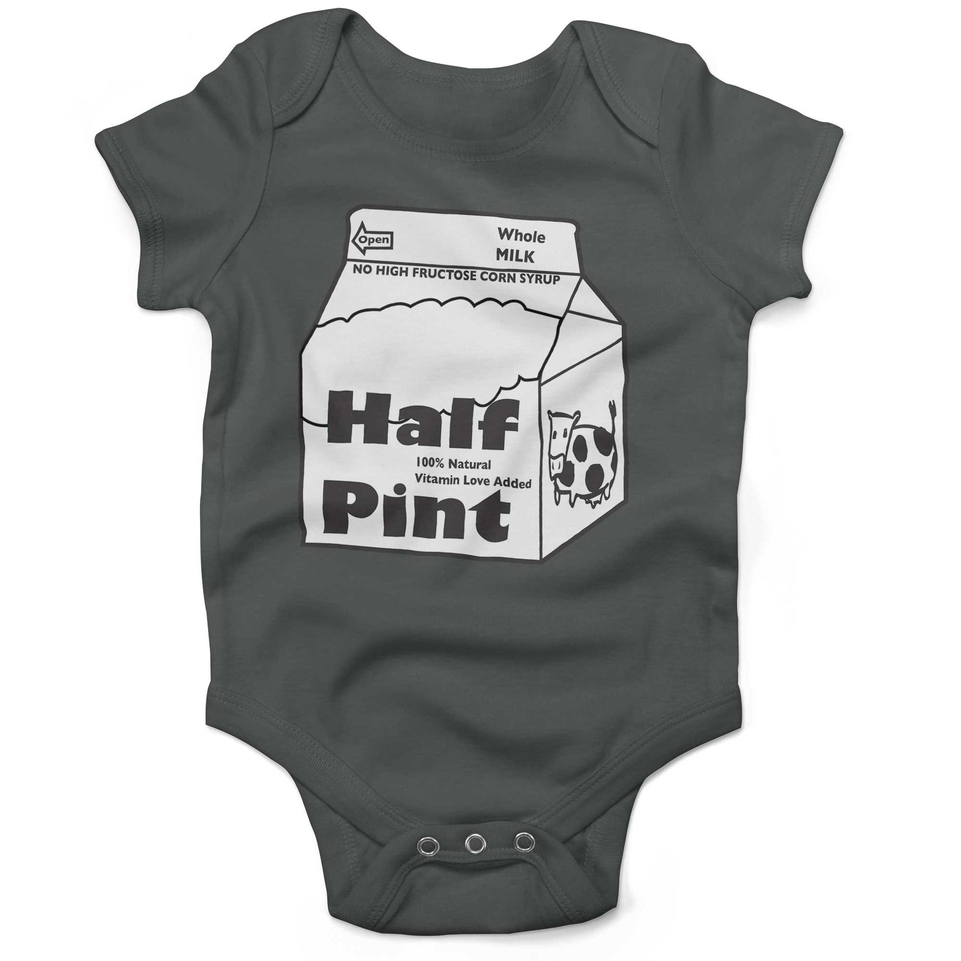 Half Pint Of Milk Infant Bodysuit or Raglan Tee-Organic Asphalt-3-6 months