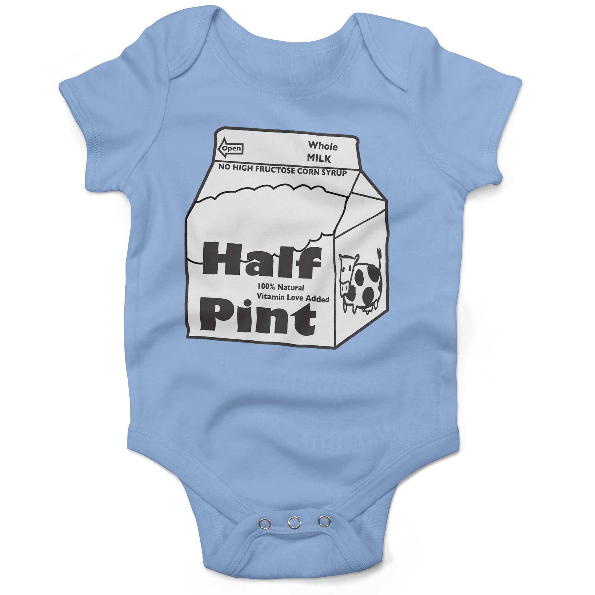 Half Pint Of Milk Infant Bodysuit or Raglan Tee-Organic Baby Blue-3-6 months