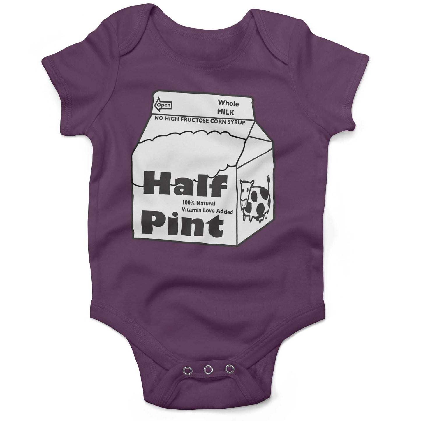 Half Pint Of Milk Infant Bodysuit or Raglan Tee-Organic Purple-3-6 months