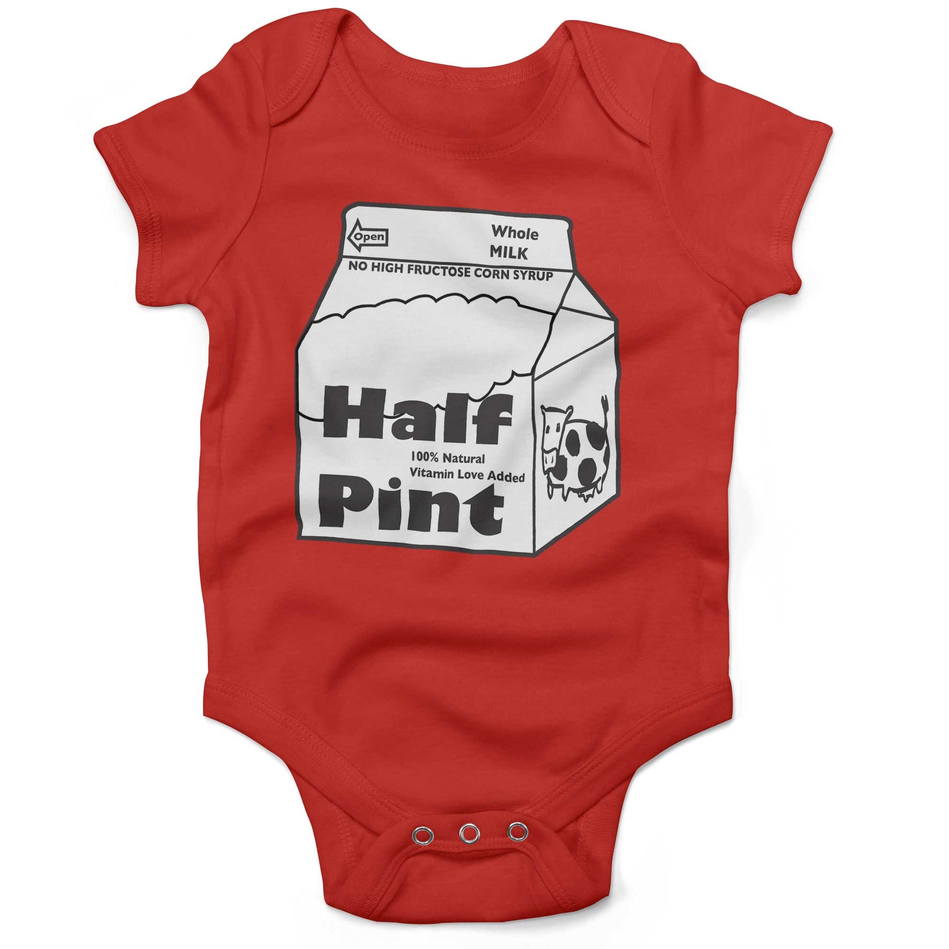 Half Pint Of Milk Infant Bodysuit or Raglan Tee-Organic Red-3-6 months