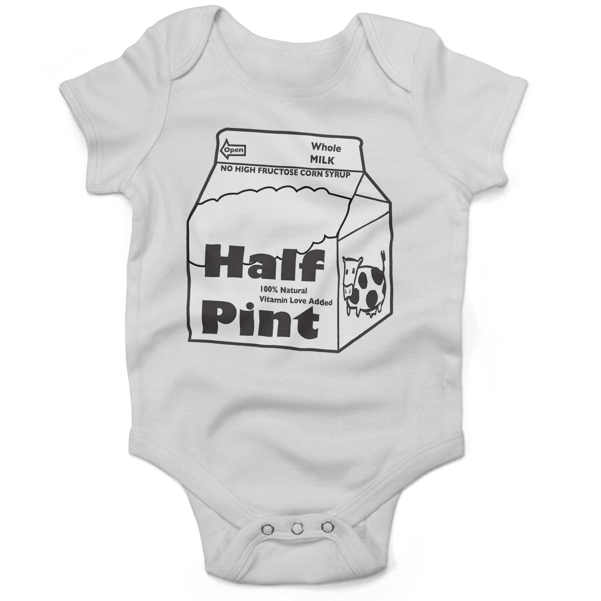 Half Pint Of Milk Infant Bodysuit or Raglan Tee-White-3-6 months