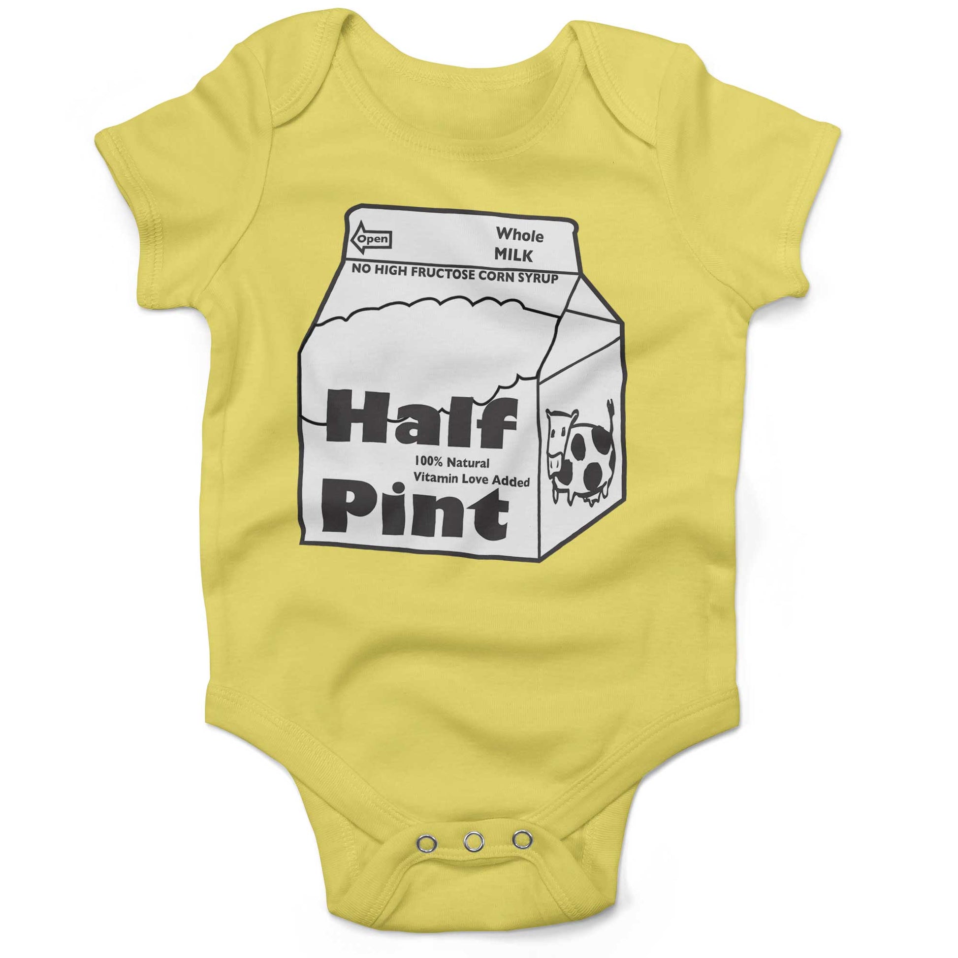 Half Pint Of Milk Infant Bodysuit or Raglan Tee-Yellow-3-6 months