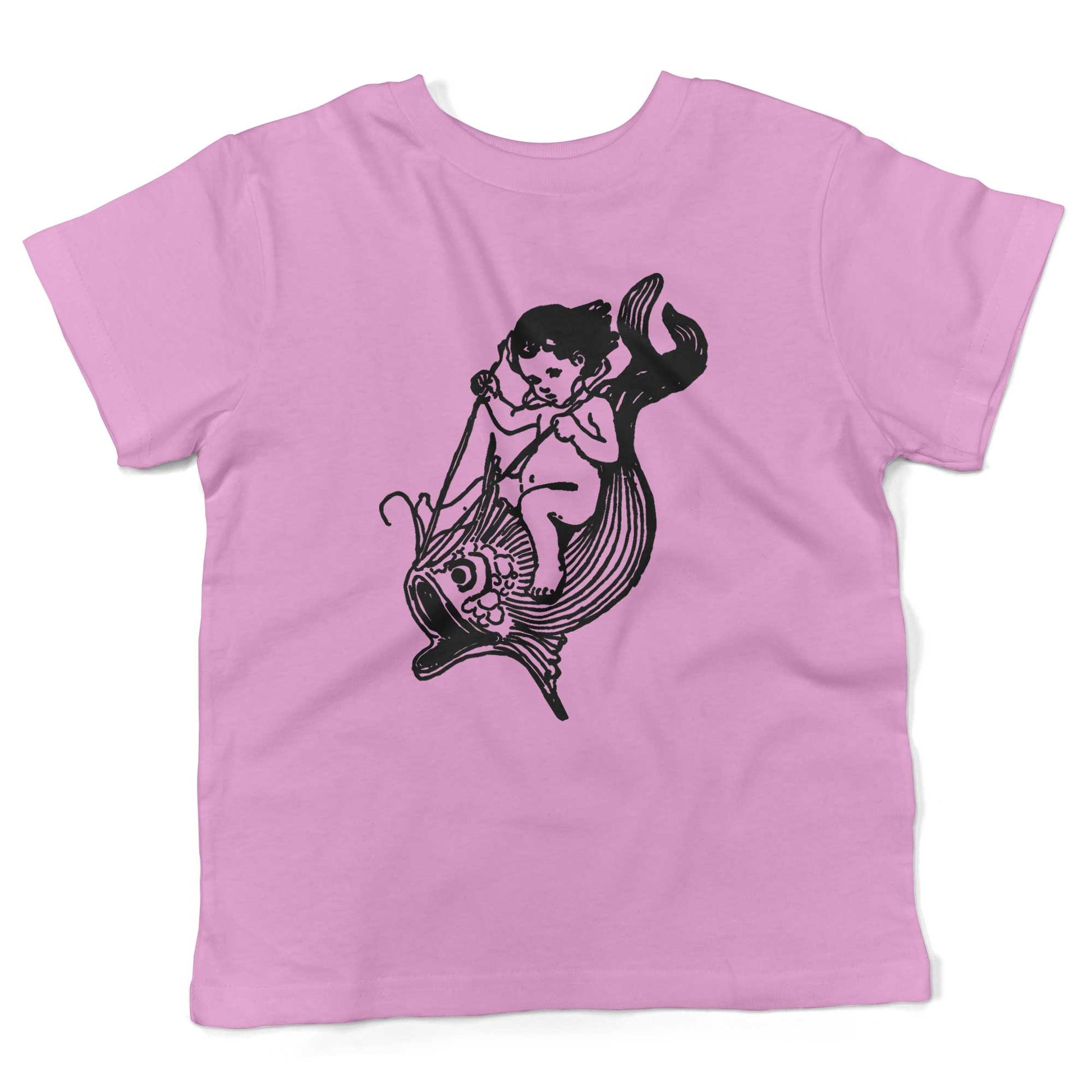 Water Baby Riding A Giant Fish Toddler Shirt-Organic Pink-2T