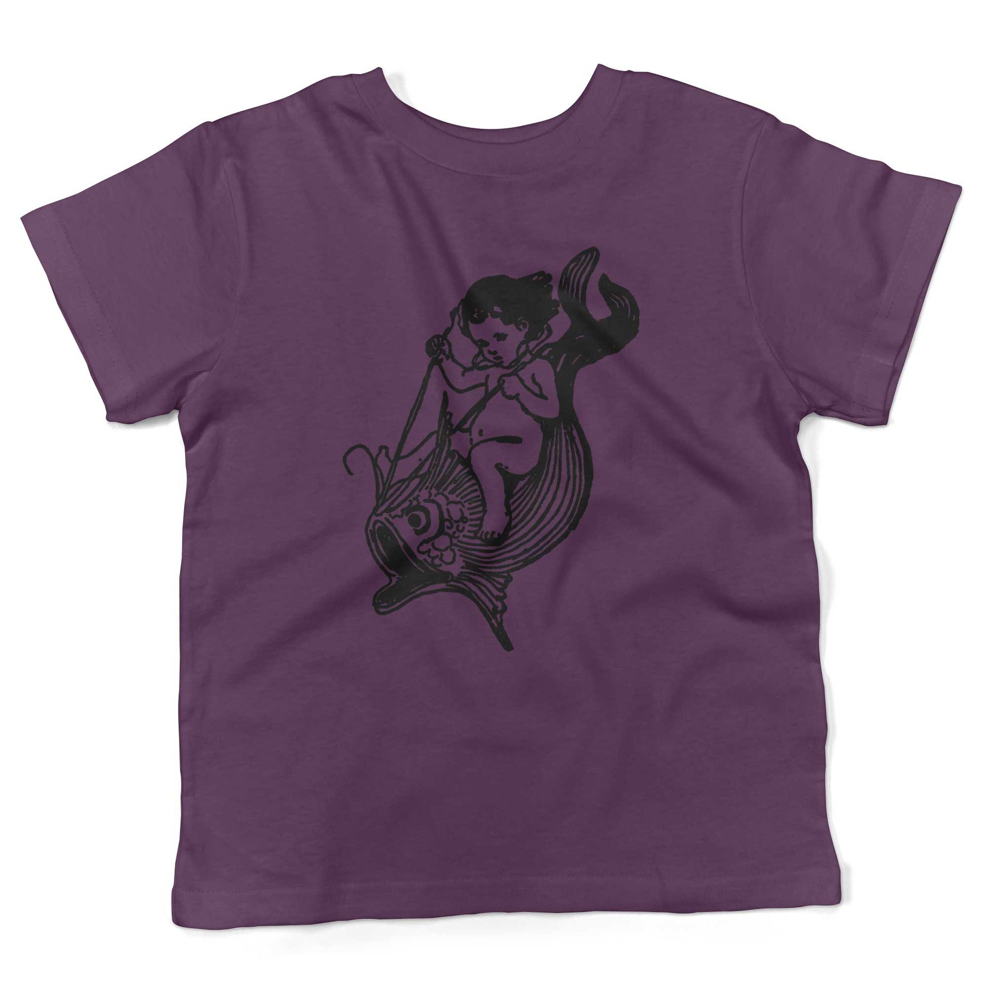 Water Baby Riding A Giant Fish Toddler Shirt-Organic Purple-2T