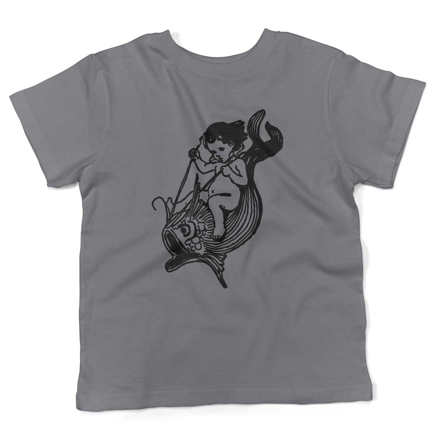 Water Baby Riding A Giant Fish Toddler Shirt-Slate-2T