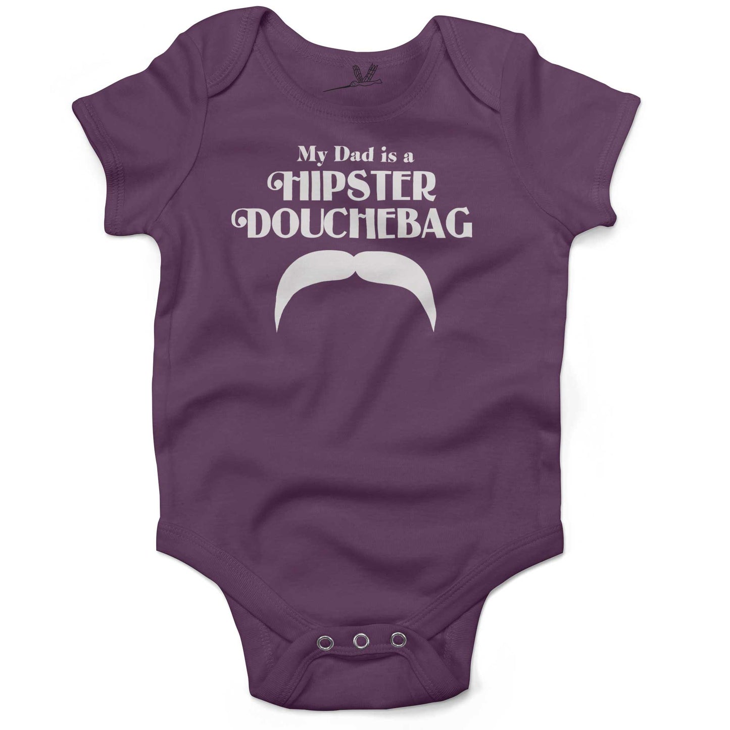My Dad Is A Hipster DouchBag Infant Bodysuit or Raglan Baby Tee-Organic Purple-3-6 months