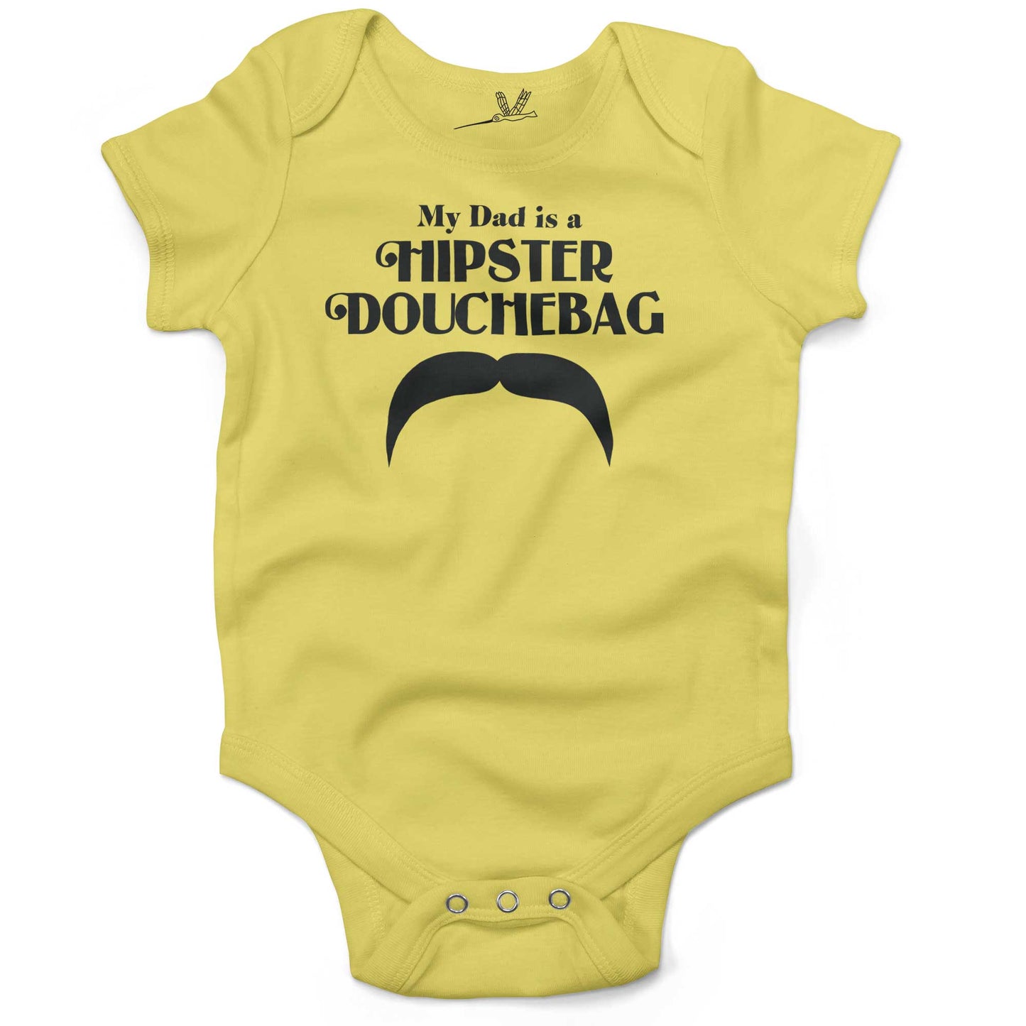 My Dad Is A Hipster DouchBag Infant Bodysuit or Raglan Baby Tee-Yellow-3-6 months
