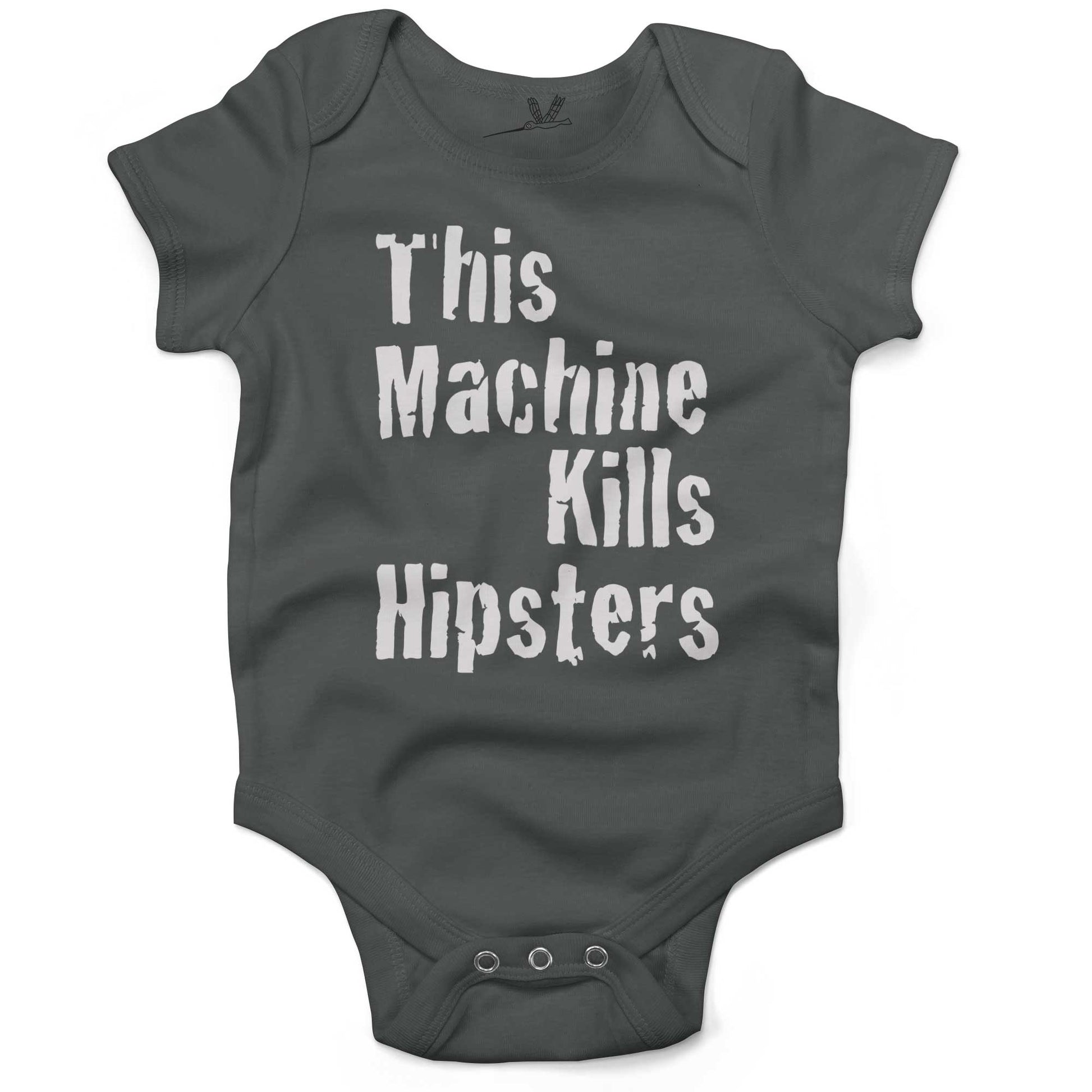 This Machine Kills Hipsters Infant Bodysuit or Raglan Tee-Organic Asphalt-3-6 months