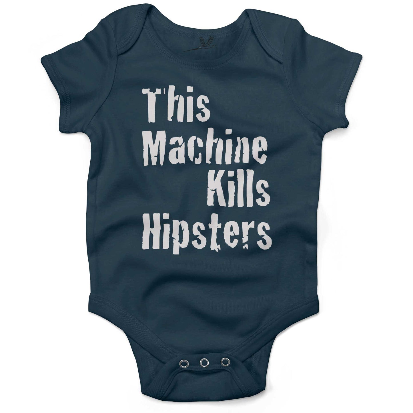 This Machine Kills Hipsters Infant Bodysuit or Raglan Tee-Organic Pacific Blue-3-6 months