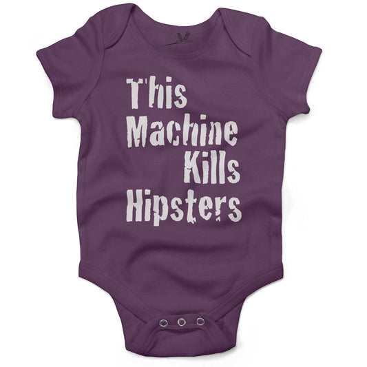 This Machine Kills Hipsters Infant Bodysuit or Raglan Tee-Organic Purple-3-6 months