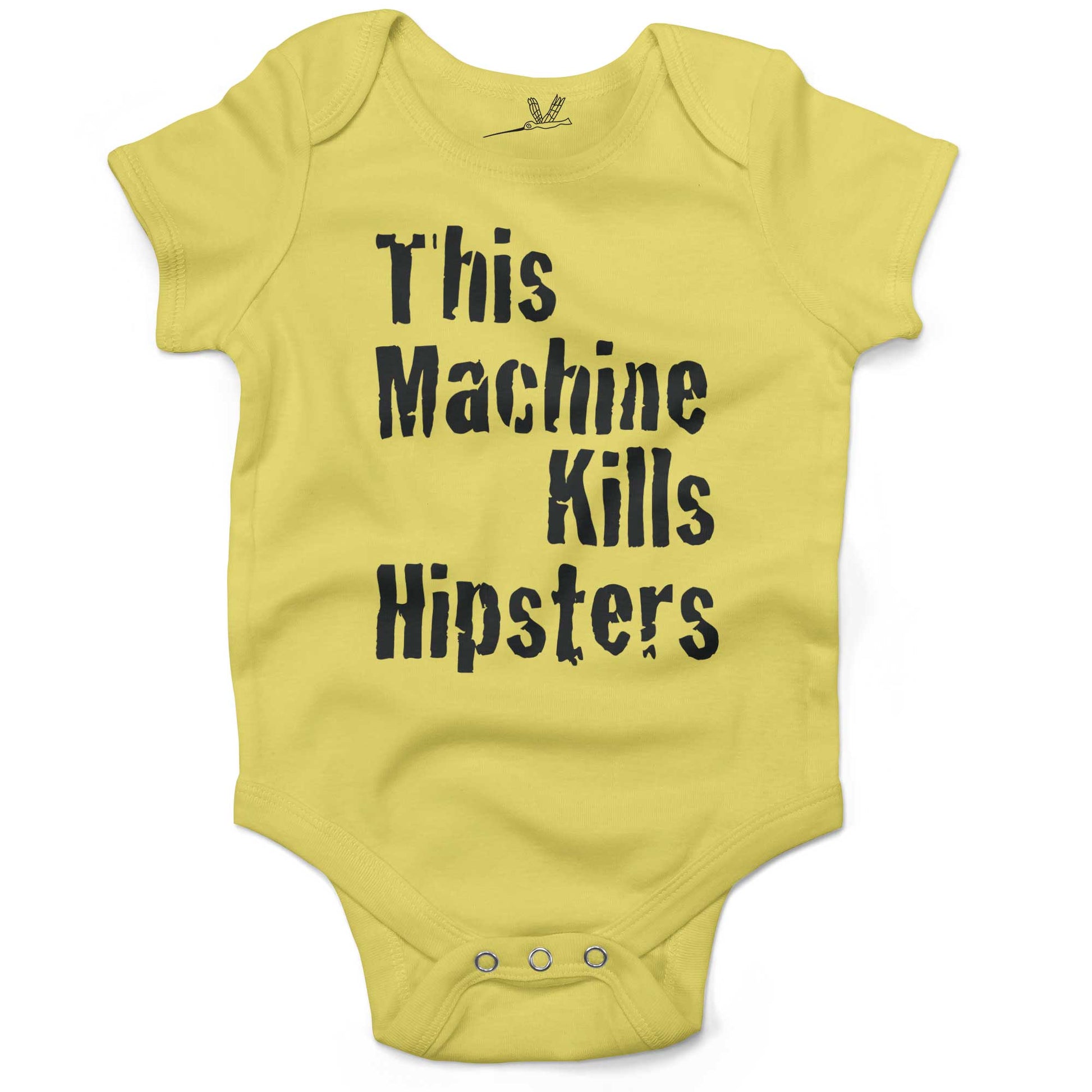 This Machine Kills Hipsters Infant Bodysuit or Raglan Tee-Yellow-3-6 months