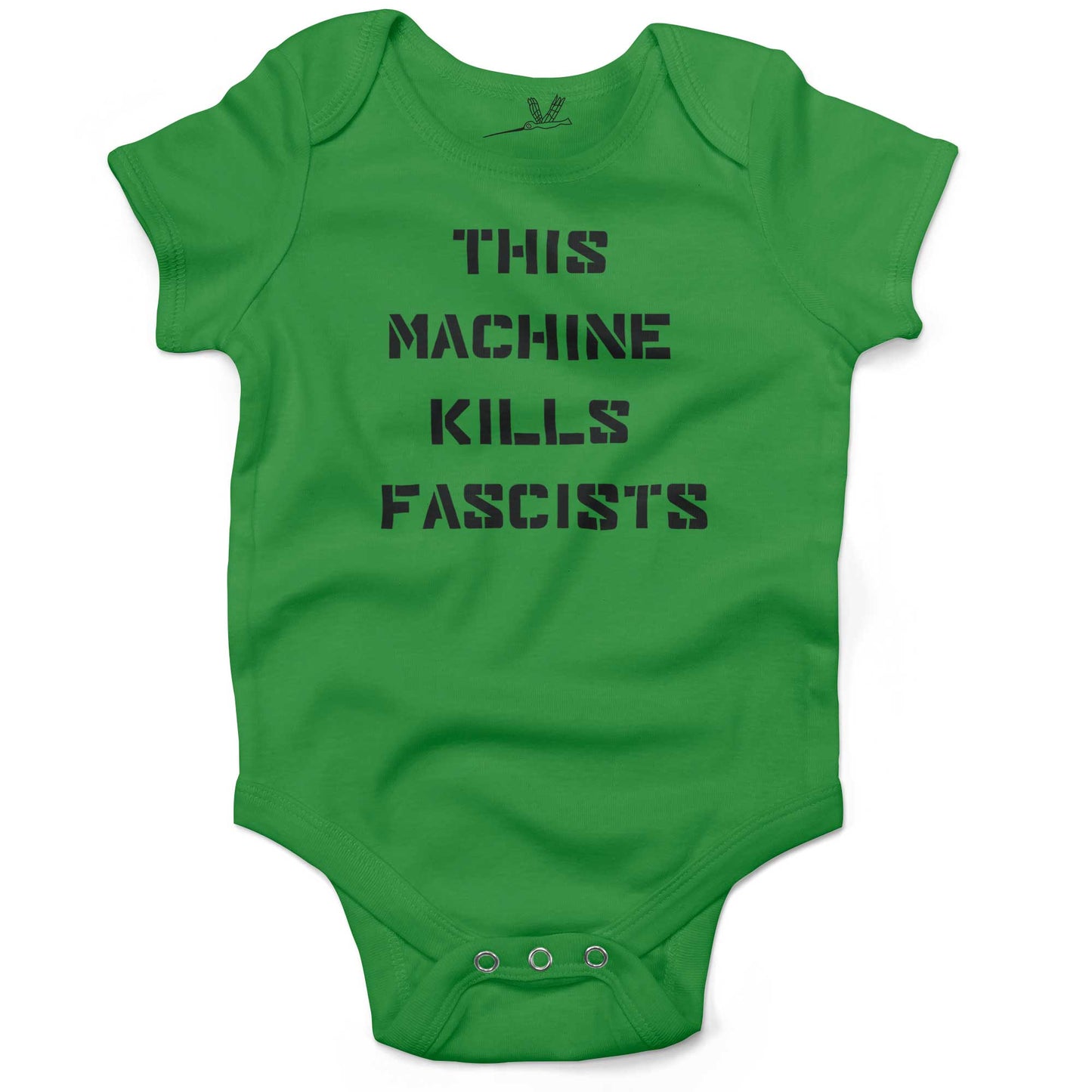 This Machine Kills Fascists Baby One Piece or Raglan Tee-Grass Green-3-6 months