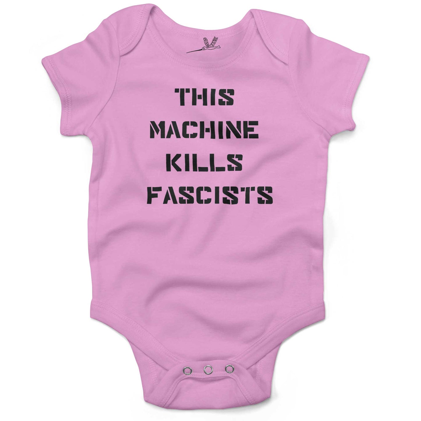 This Machine Kills Fascists Baby One Piece or Raglan Tee-Organic Pink-3-6 months