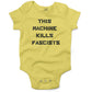 This Machine Kills Fascists Baby One Piece or Raglan Tee-Yellow-3-6 months