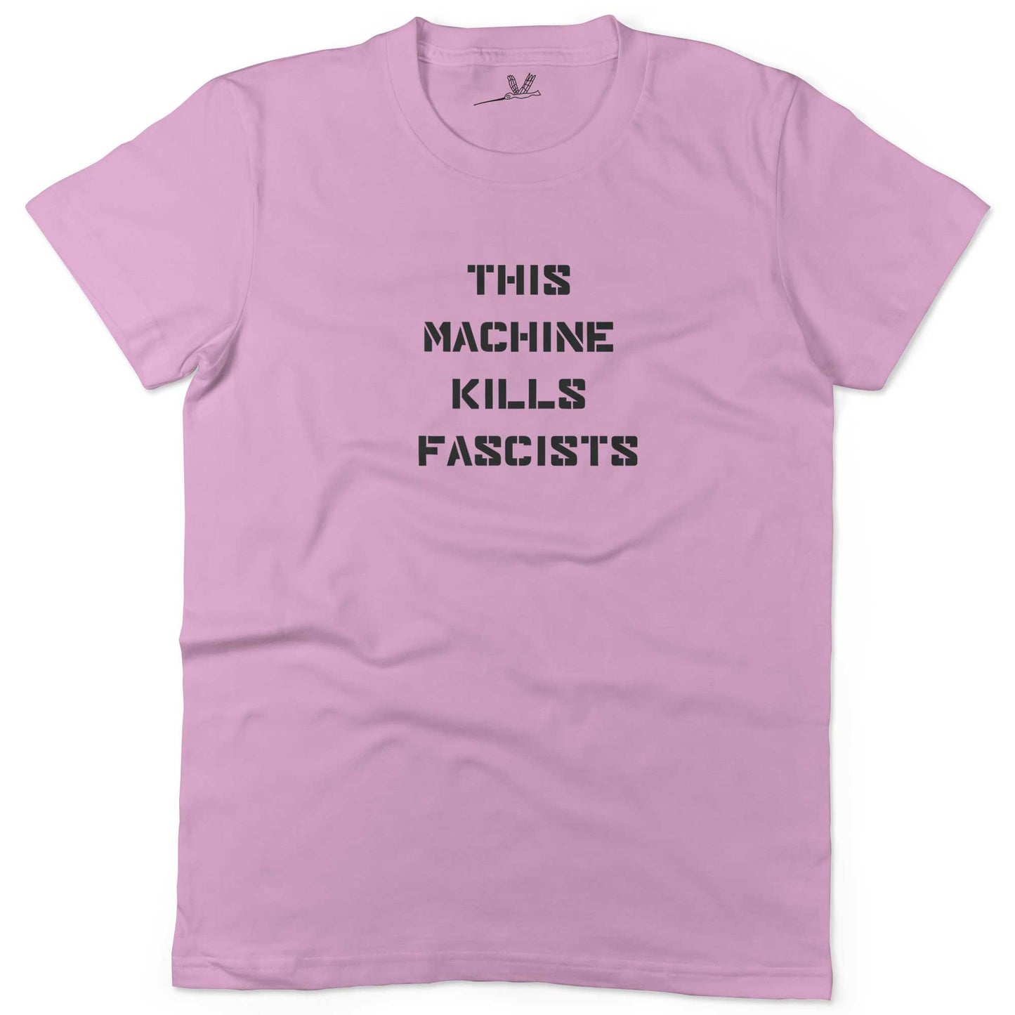 This Machine Kills Fascists Unisex Or Women's Cotton T-shirt-Pink-Woman