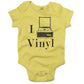 I Play Vinyl Baby One Piece or Raglan Tee-Yellow-3-6 months