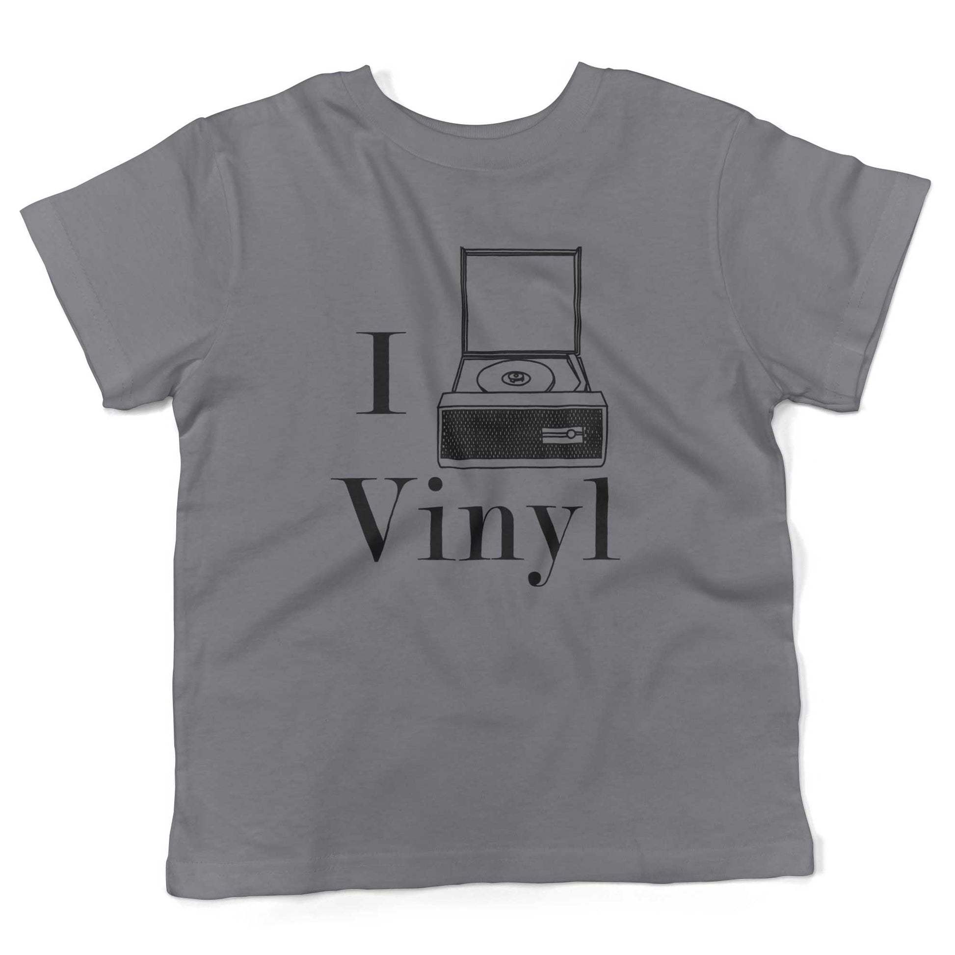 I Play Vinyl Toddler Shirt-Slate-2T