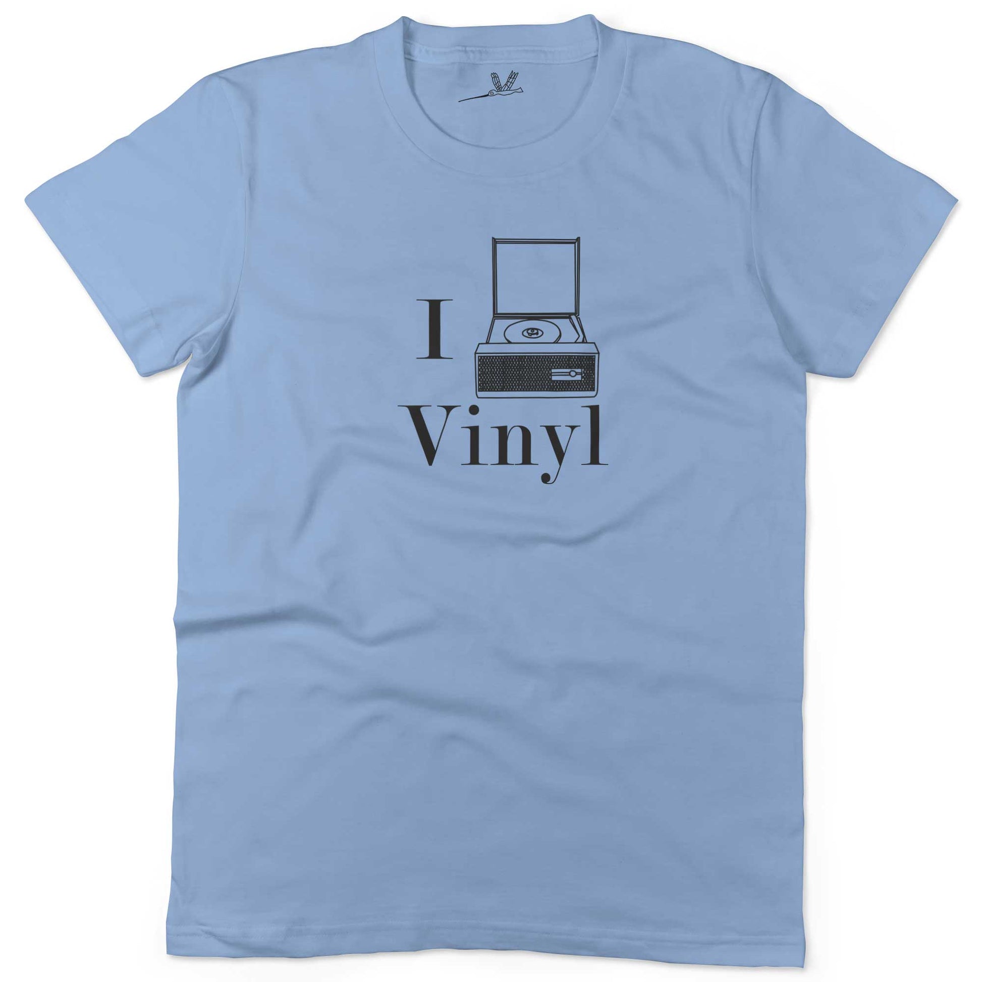 I Play Vinyl Unisex Or Women's Cotton T-shirt-Baby Blue-Woman