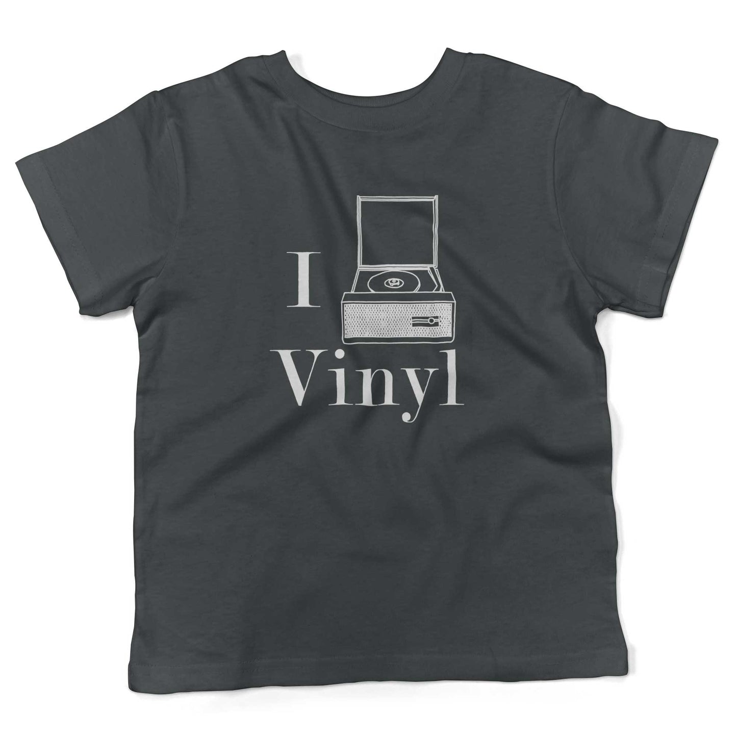 I Play Vinyl Toddler Shirt-Asphalt-2T