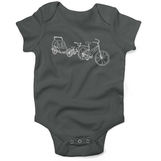 Family Bike Caravan Infant Bodysuit or Raglan Tee-Organic Asphalt-3-6 months