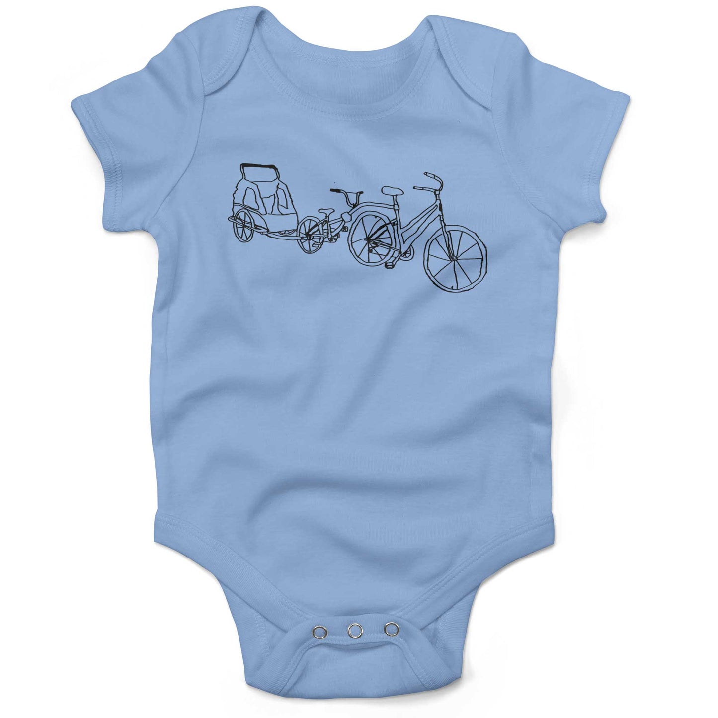 Family Bike Caravan Infant Bodysuit or Raglan Tee-Organic Baby Blue-3-6 months
