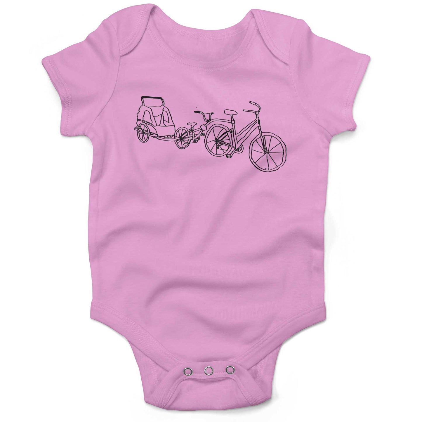 Family Bike Caravan Infant Bodysuit or Raglan Tee-Organic Pink-3-6 months
