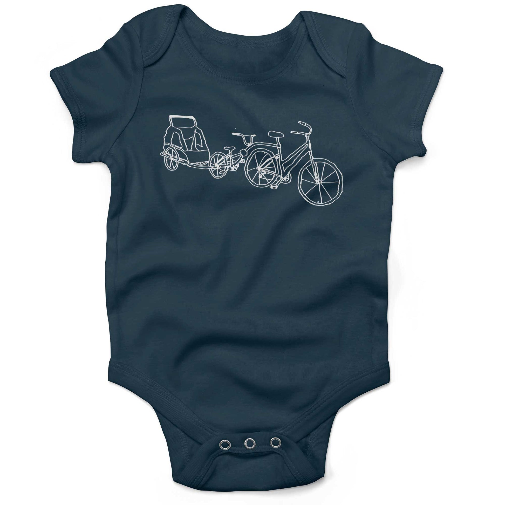 Family Bike Caravan Infant Bodysuit or Raglan Tee-Organic Pacific Blue-3-6 months