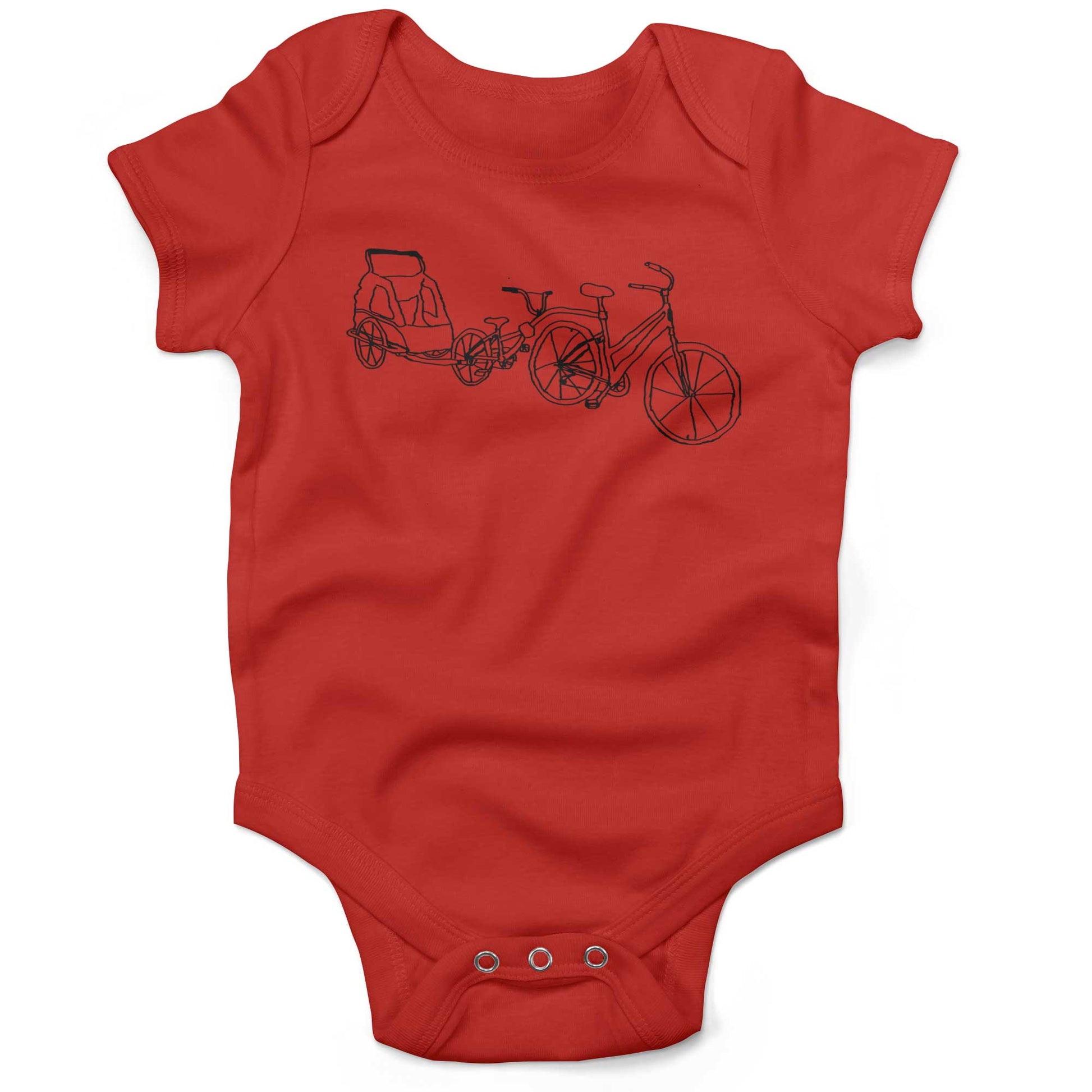 Family Bike Caravan Infant Bodysuit or Raglan Tee-Organic Red-3-6 months
