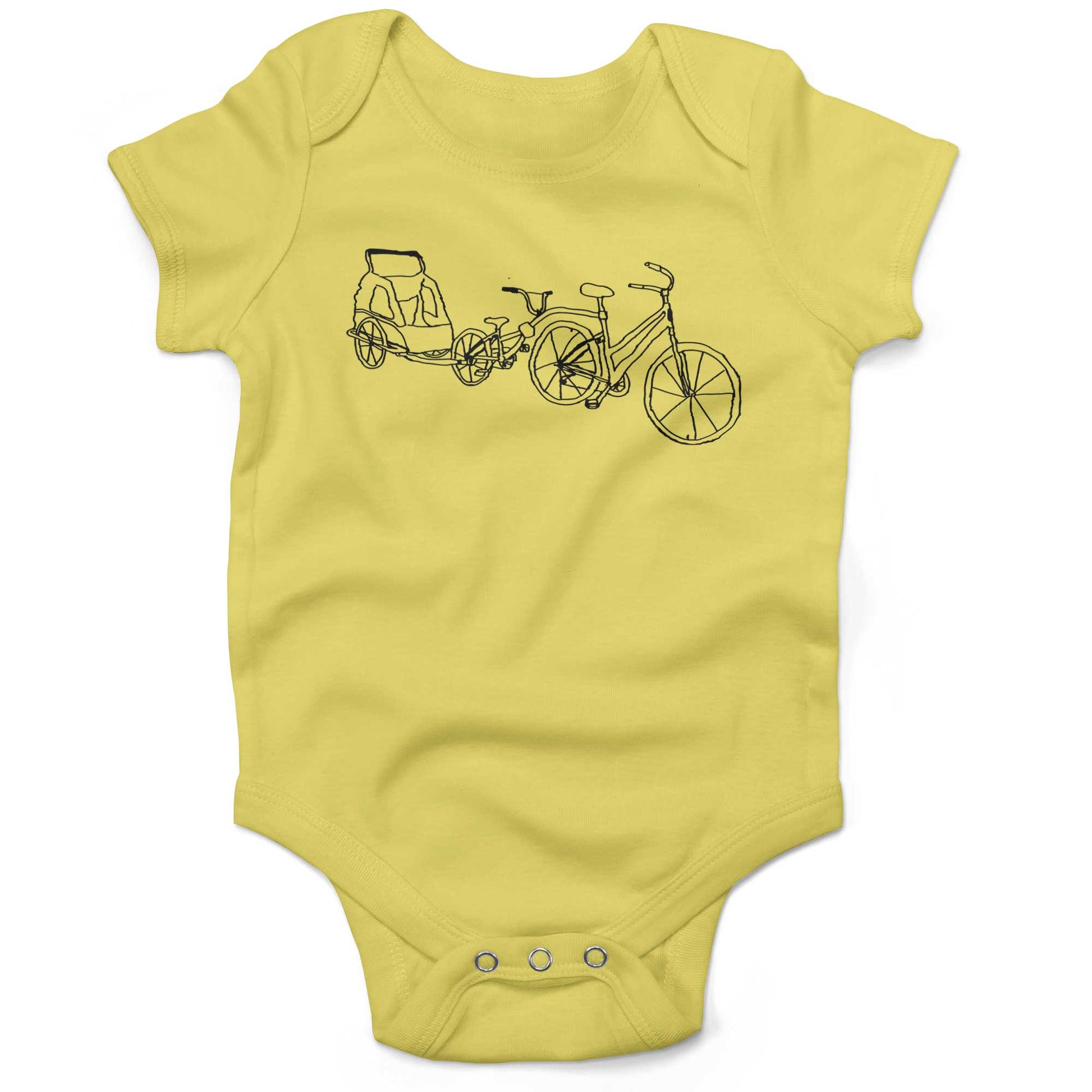 Family Bike Caravan Infant Bodysuit or Raglan Tee-Yellow-3-6 months