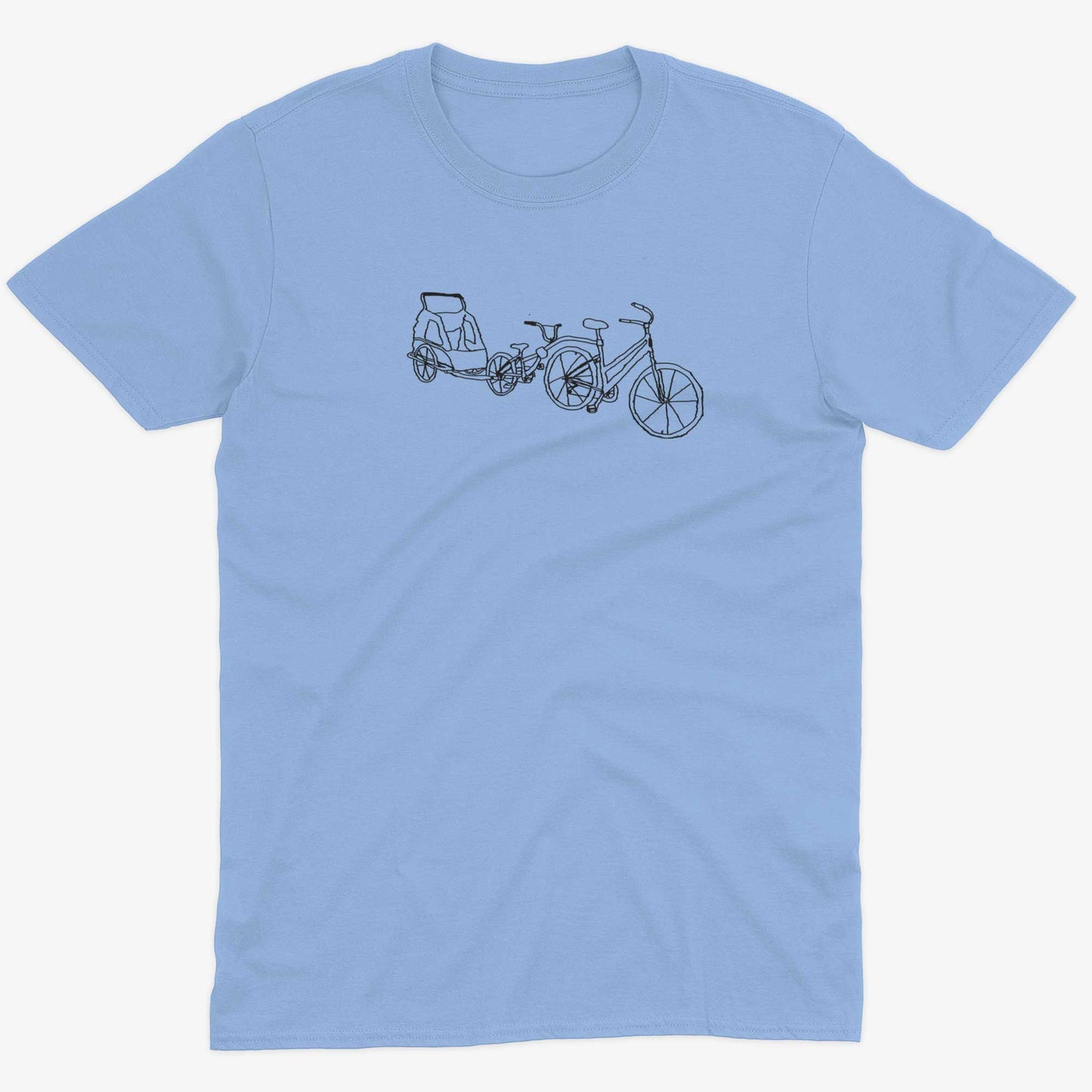 Family Bike Caravan Unisex Or Women's Cotton T-shirt-Baby Blue-Unisex