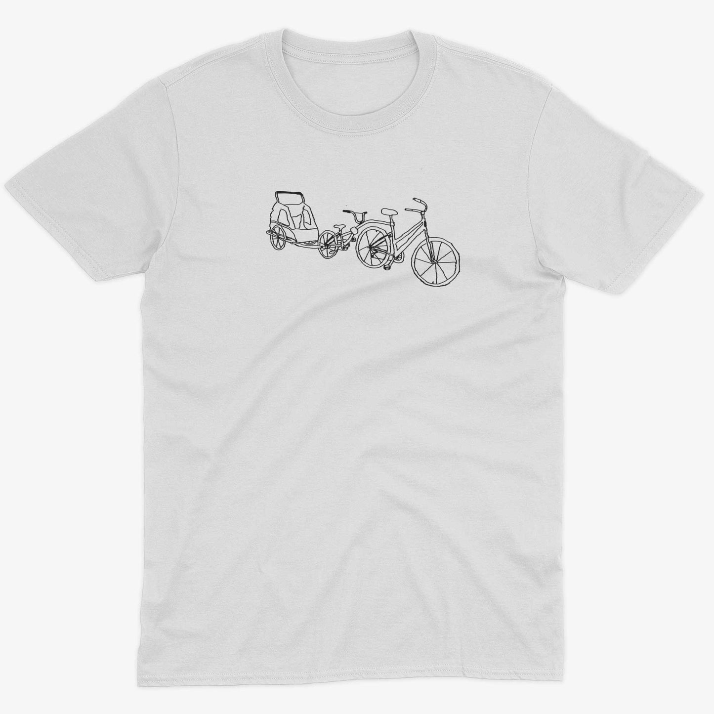 Family Bike Caravan Unisex Or Women's Cotton T-shirt-White-Unisex