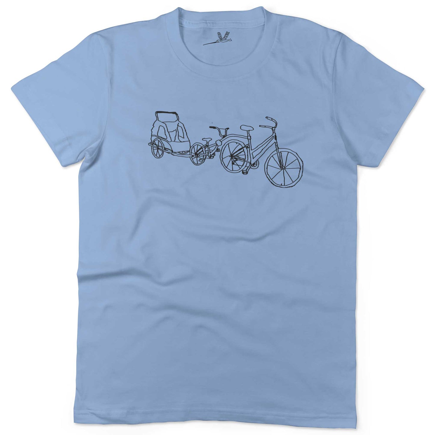 Family Bike Caravan Unisex Or Women's Cotton T-shirt-Baby Blue-Woman