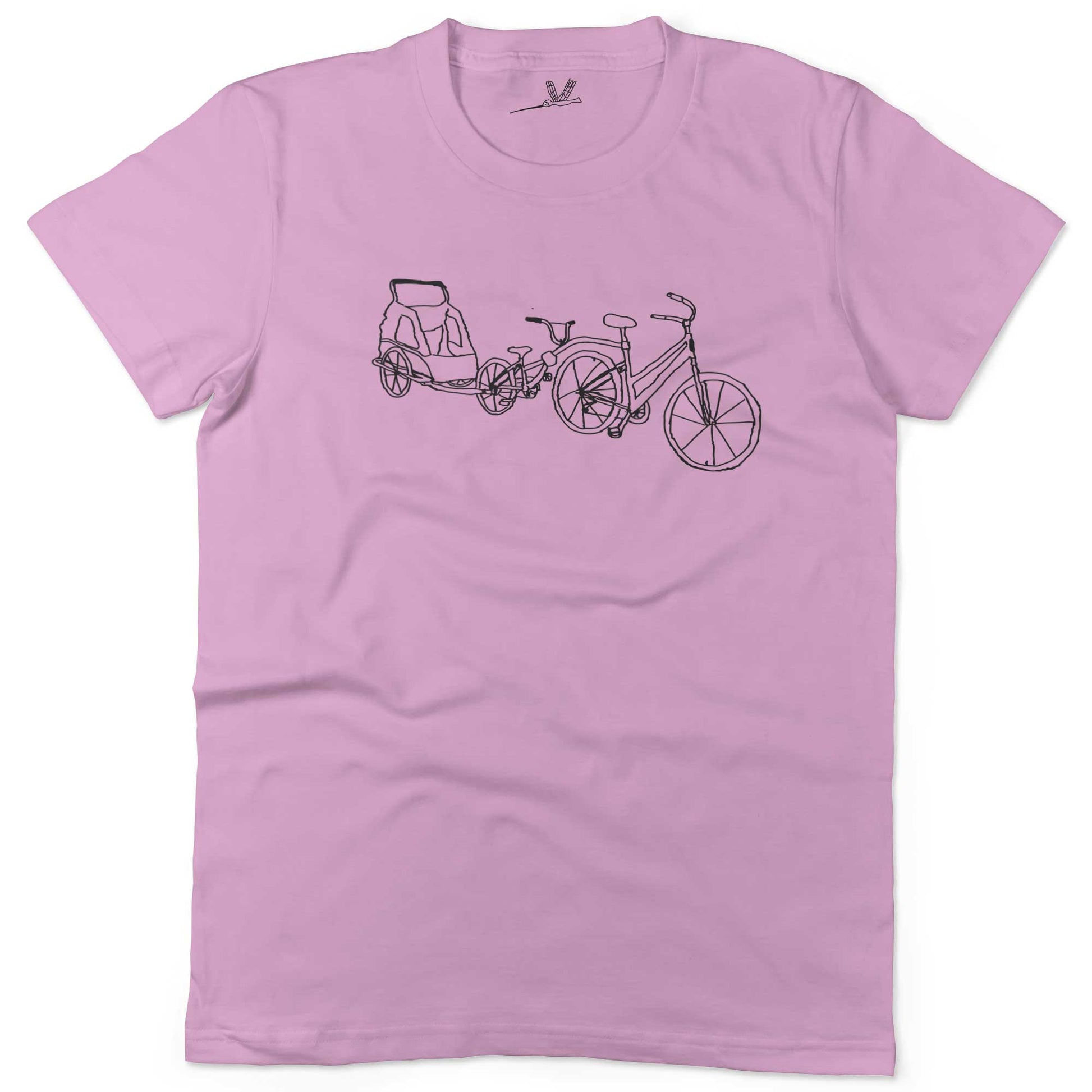 Family Bike Caravan Unisex Or Women's Cotton T-shirt-Pink-Woman