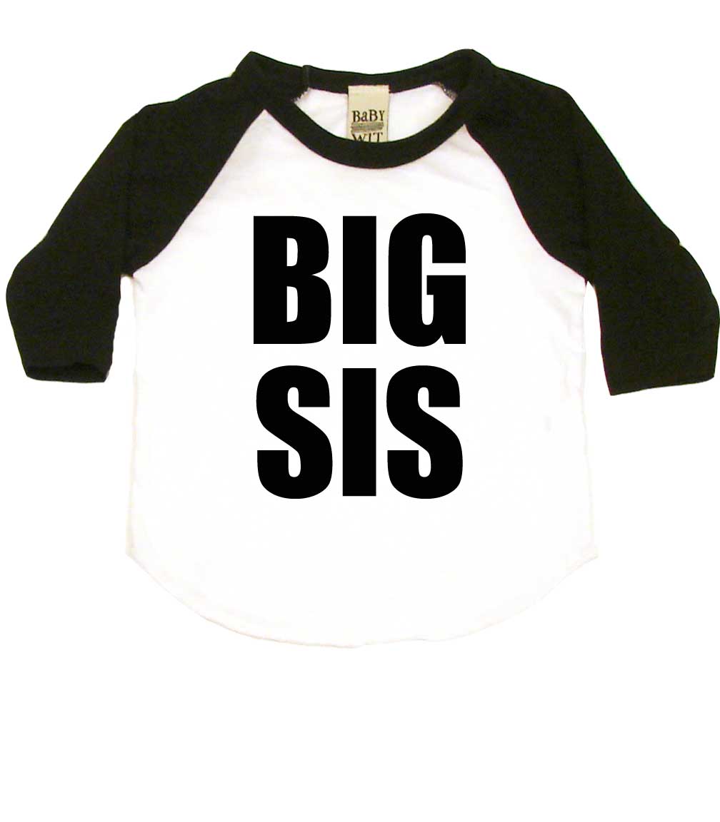 BIG SIS Toddler Shirt-White/Black Raglan-6T