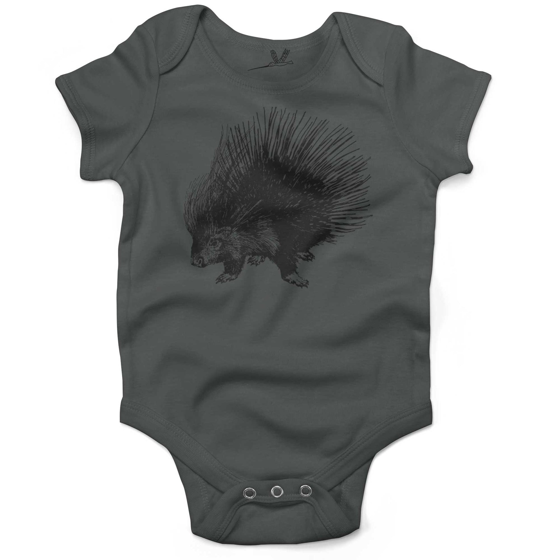 Cute Porcupine Infant Bodysuit or Raglan Tee-Organic Asphalt-3-6 months