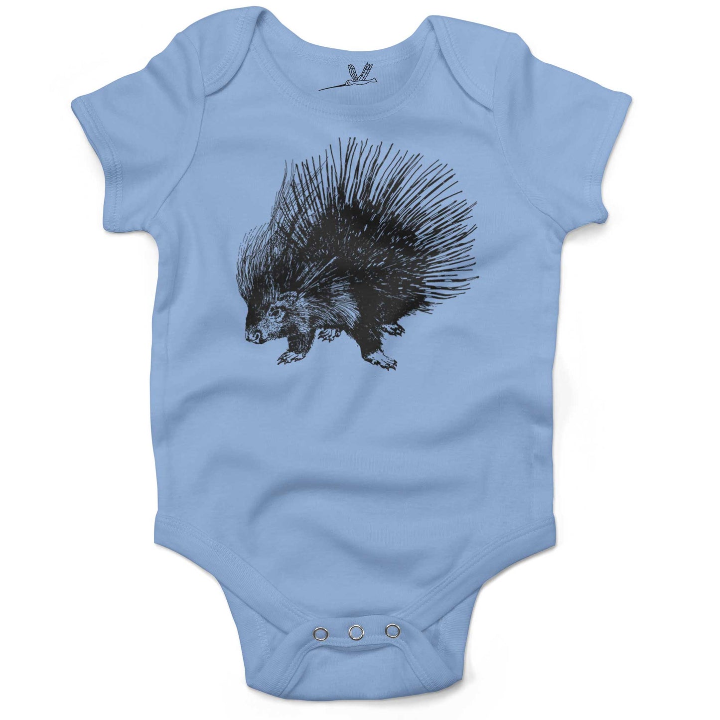 Cute Porcupine Infant Bodysuit or Raglan Tee-Organic Baby Blue-3-6 months