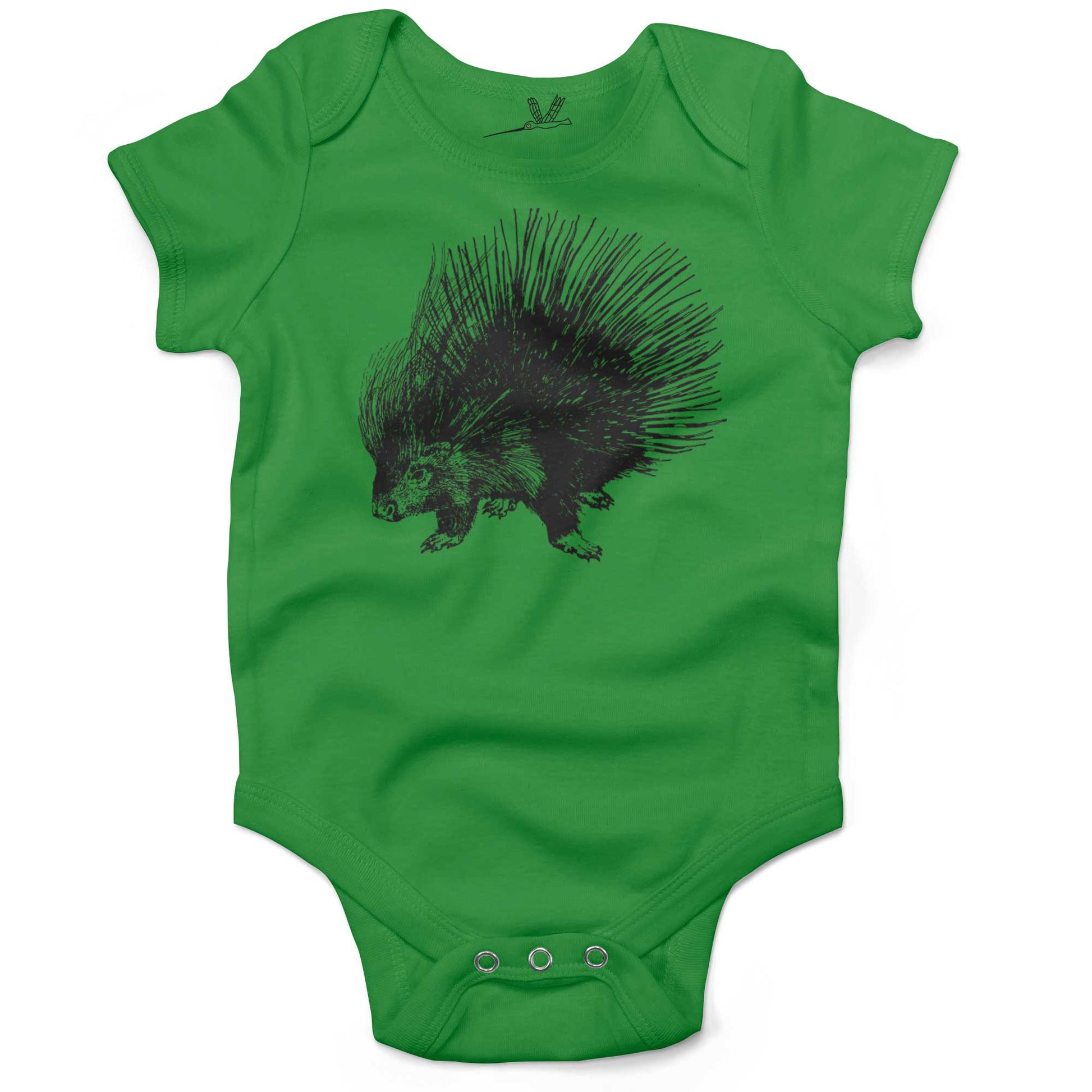 Cute Porcupine Infant Bodysuit or Raglan Tee-Grass Green-3-6 months