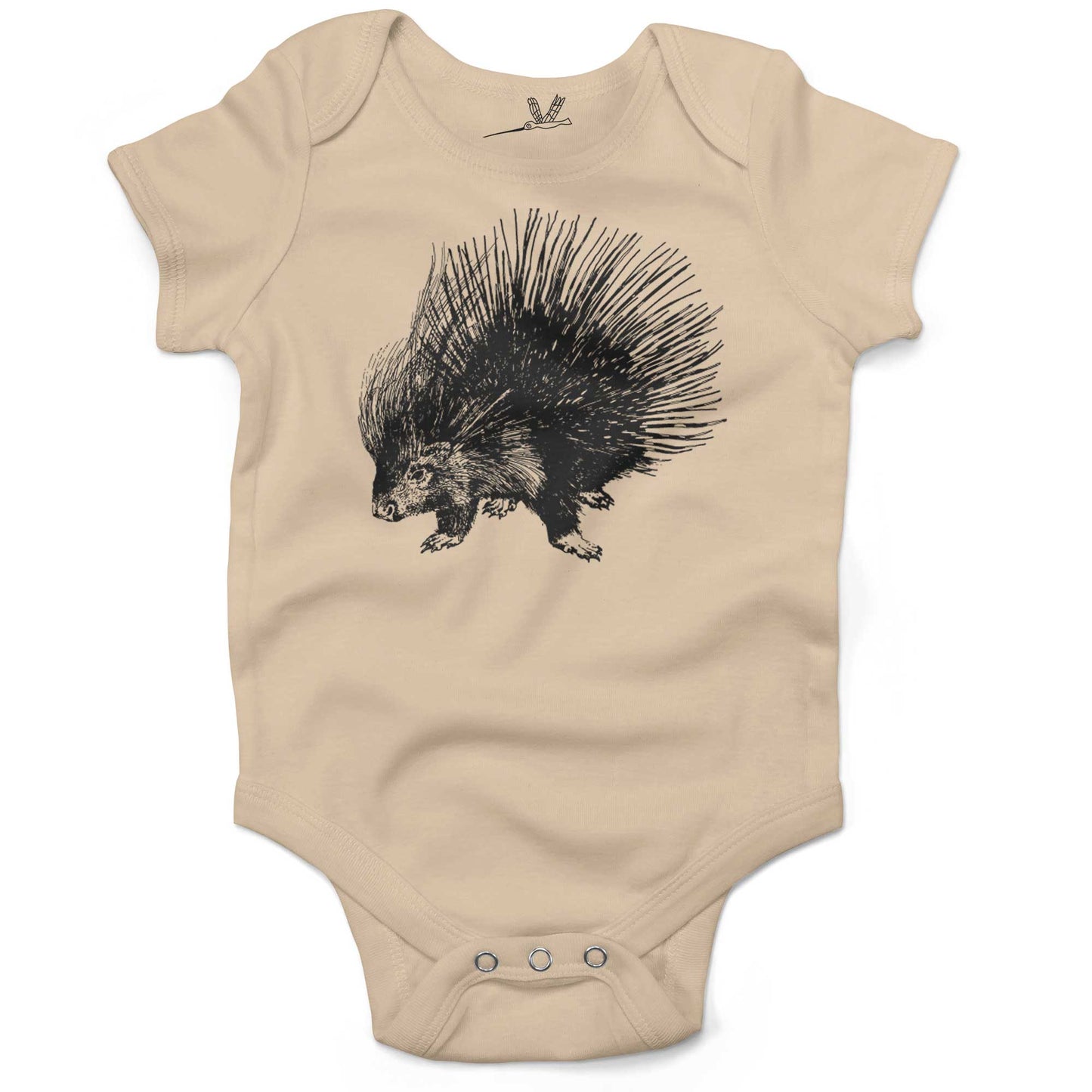 Cute Porcupine Infant Bodysuit or Raglan Tee-Organic Natural-3-6 months