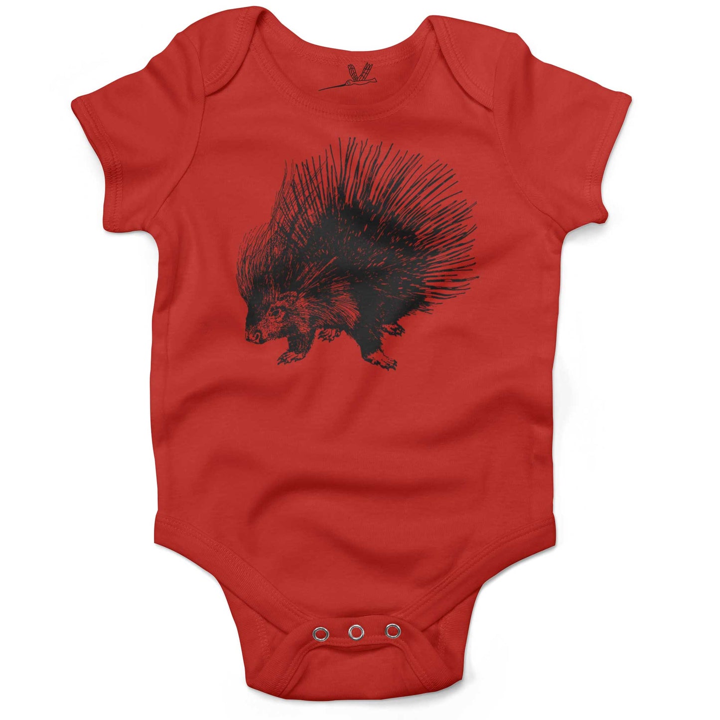 Cute Porcupine Infant Bodysuit or Raglan Tee-Organic Red-3-6 months