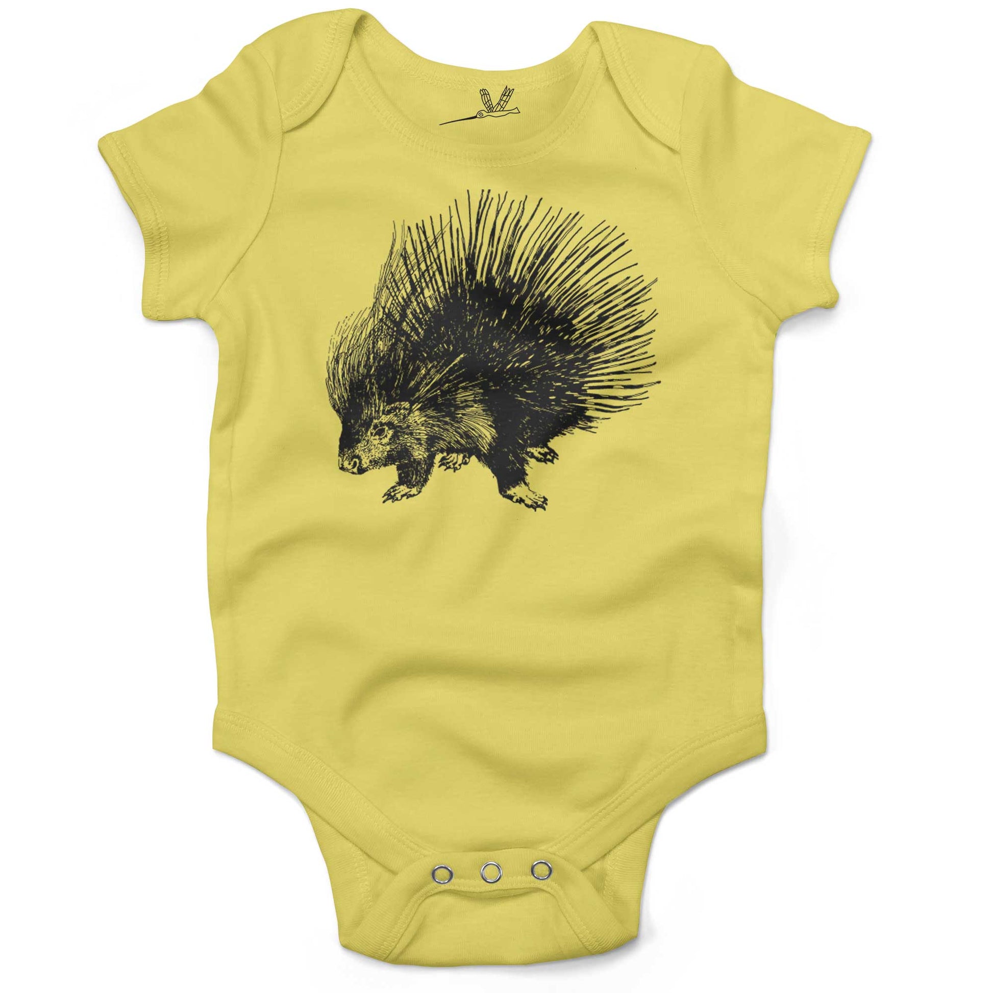 Cute Porcupine Infant Bodysuit or Raglan Tee-Yellow-3-6 months