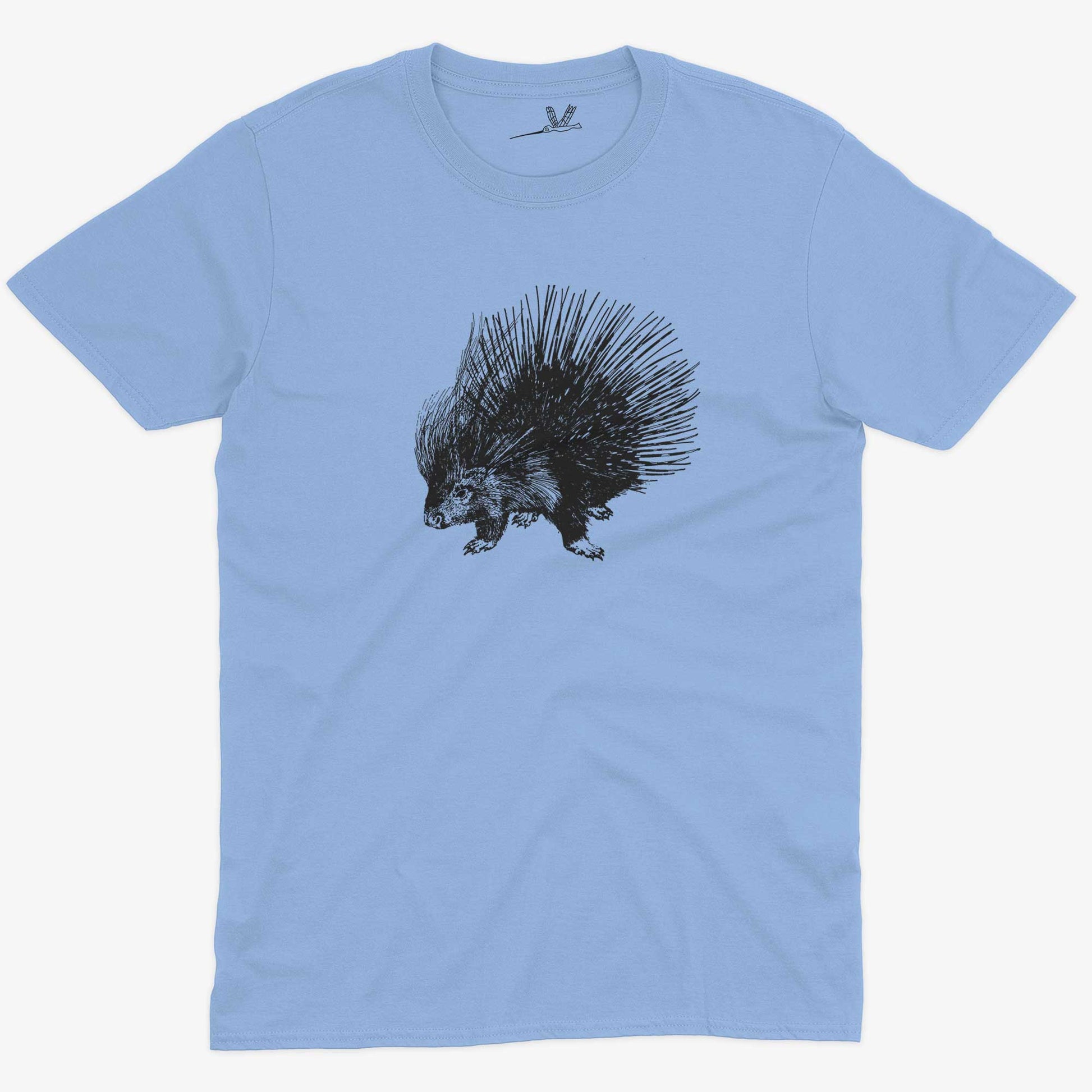 Cute Porcupine Unisex Or Women's Cotton T-shirt-Baby Blue-Unisex