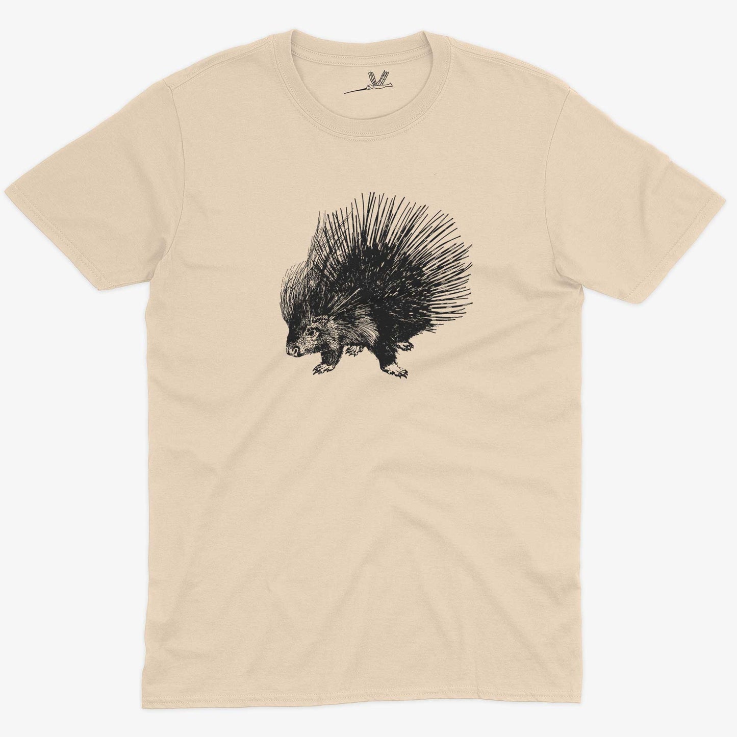 Cute Porcupine Unisex Or Women's Cotton T-shirt-Organic Natural-Unisex