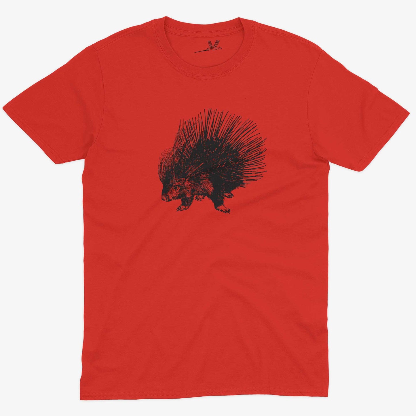 Cute Porcupine Unisex Or Women's Cotton T-shirt-Red-Unisex