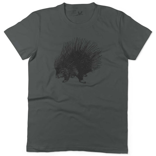 Cute Porcupine Unisex Or Women's Cotton T-shirt-Asphalt-Woman