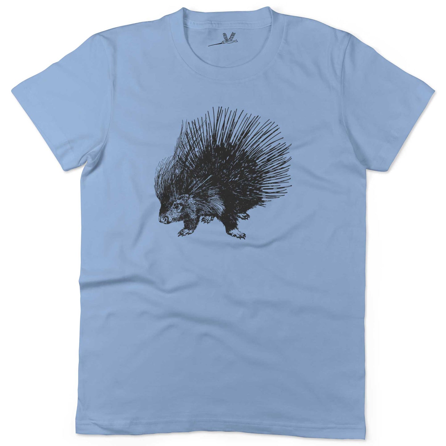 Cute Porcupine Unisex Or Women's Cotton T-shirt-Baby Blue-Woman