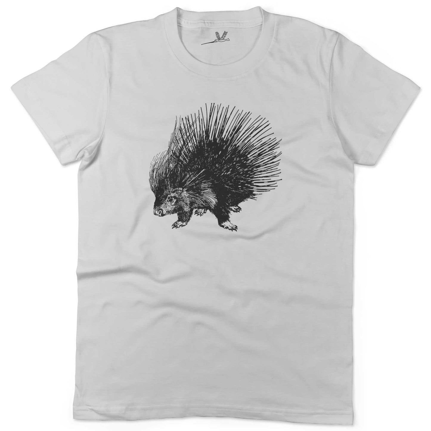 Cute Porcupine Unisex Or Women's Cotton T-shirt-White-Woman