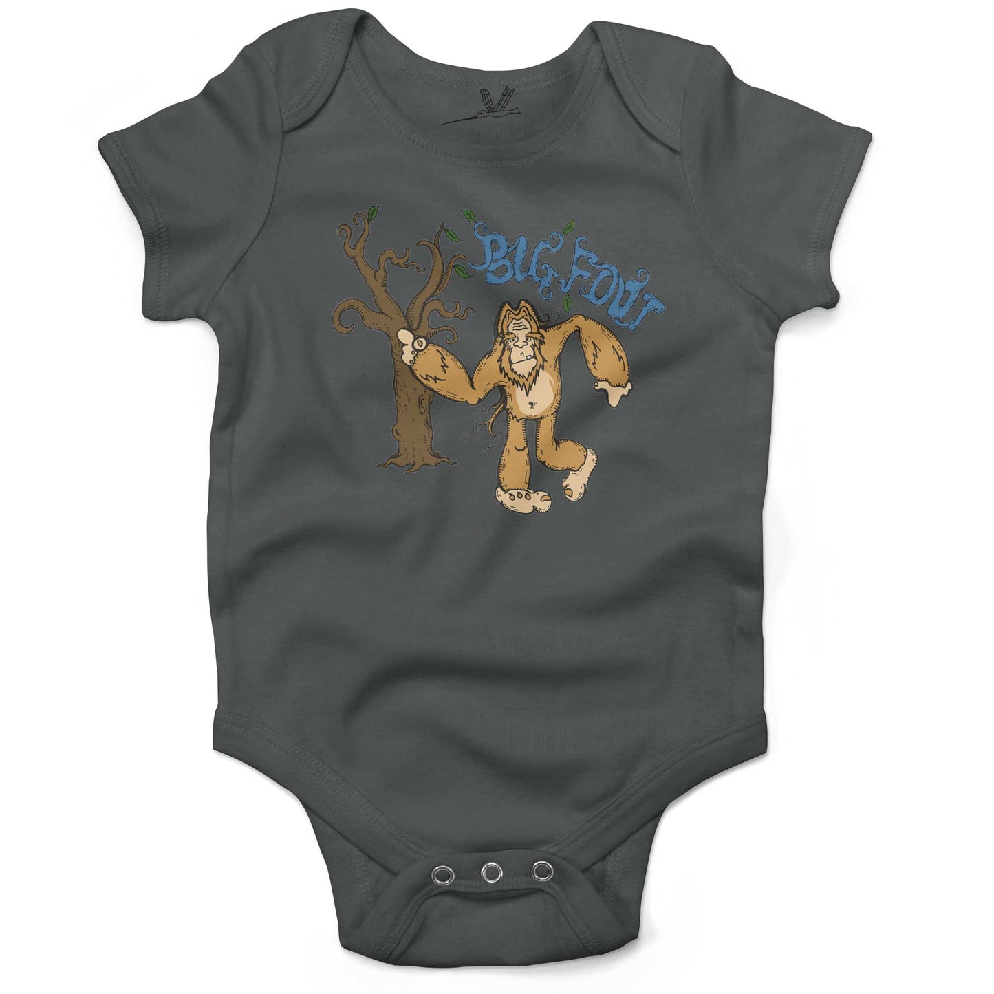 Bigfoot Infant Bodysuit or Raglan Baby Tee-Organic Asphalt-3-6 months
