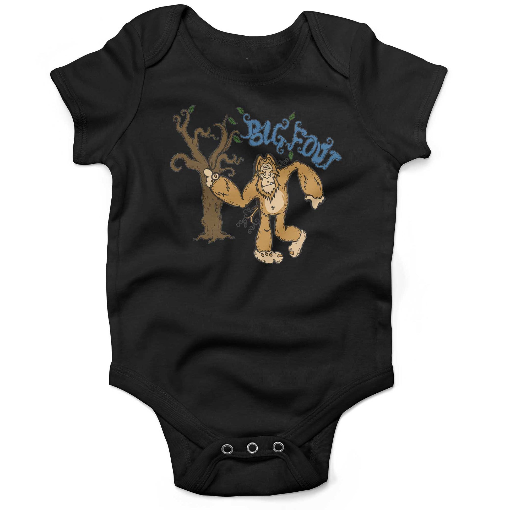 Bigfoot Infant Bodysuit or Raglan Baby Tee-Organic Black-3-6 months