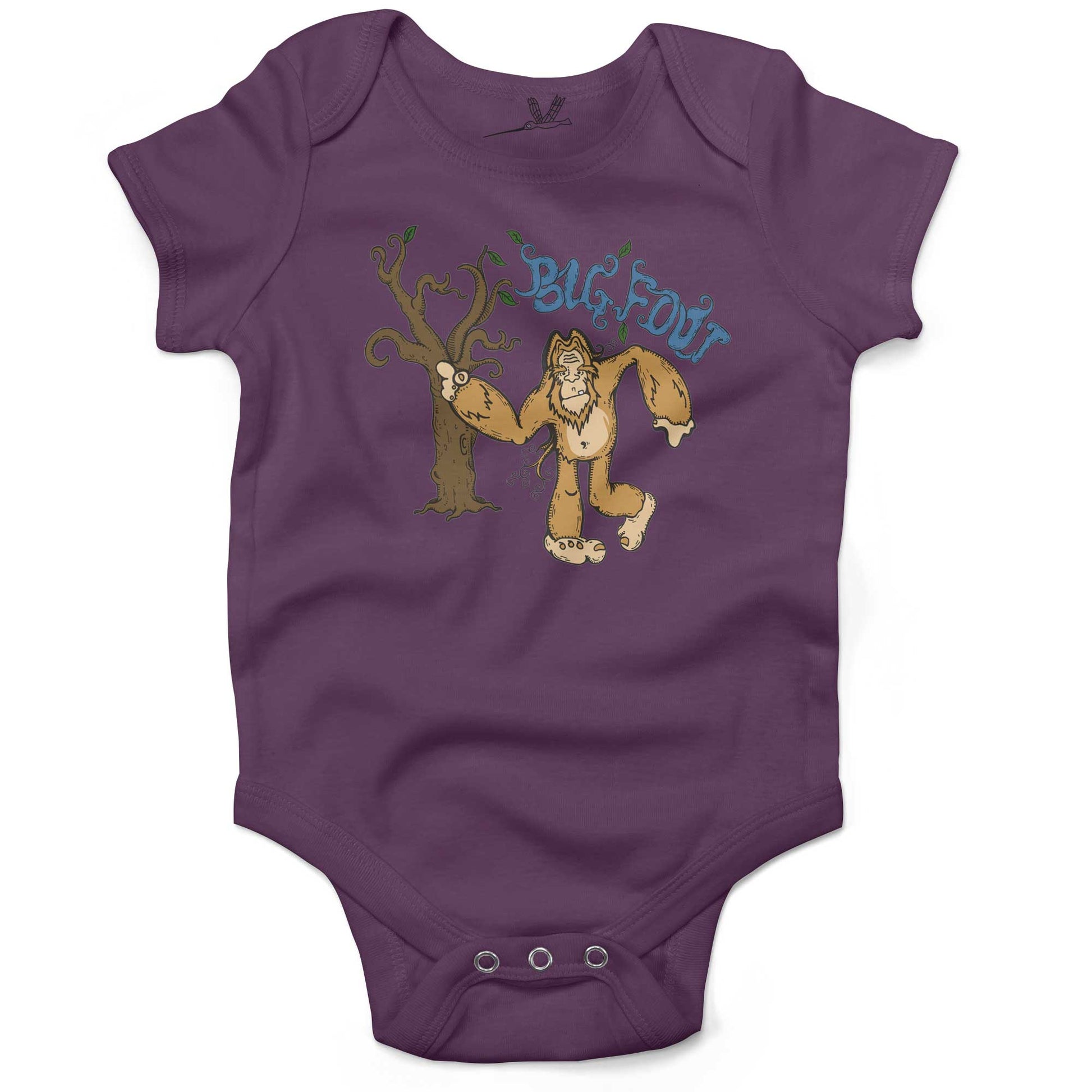 Bigfoot Infant Bodysuit or Raglan Baby Tee-Organic Purple-3-6 months