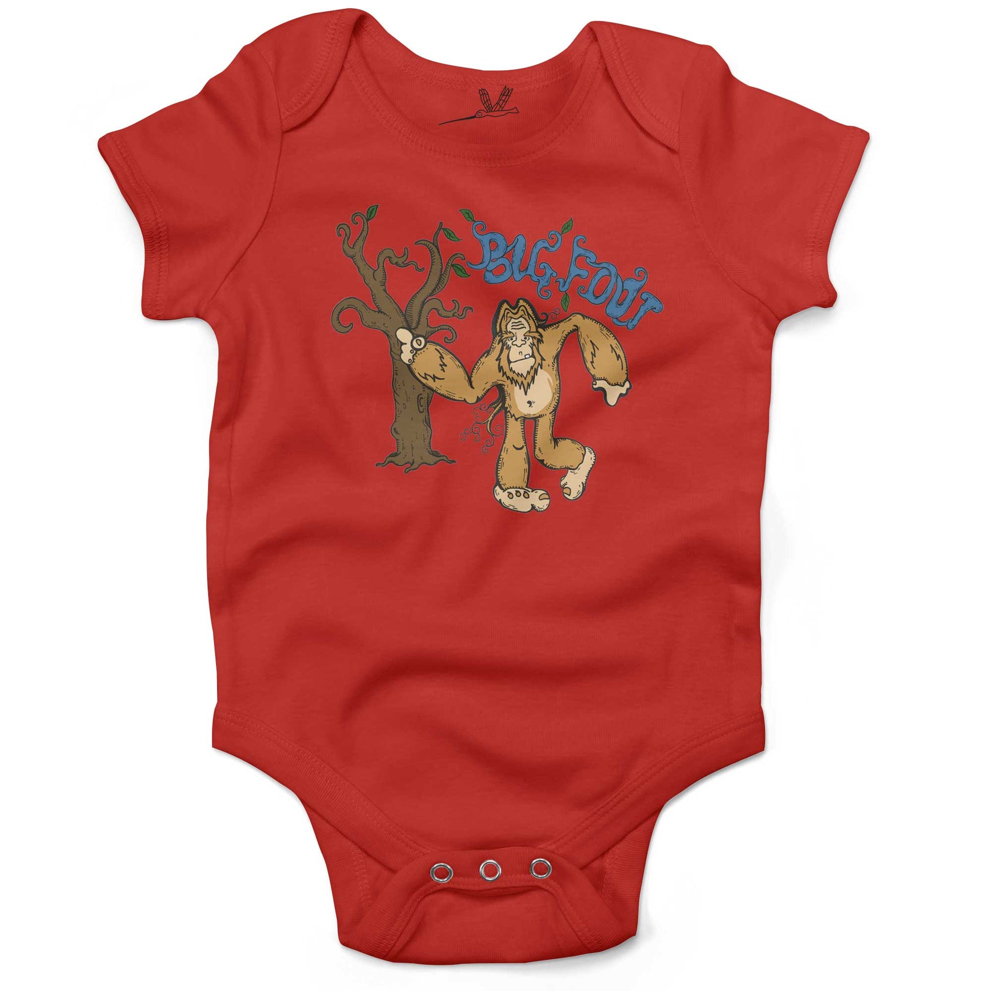 Bigfoot Infant Bodysuit or Raglan Baby Tee-Organic Red-3-6 months